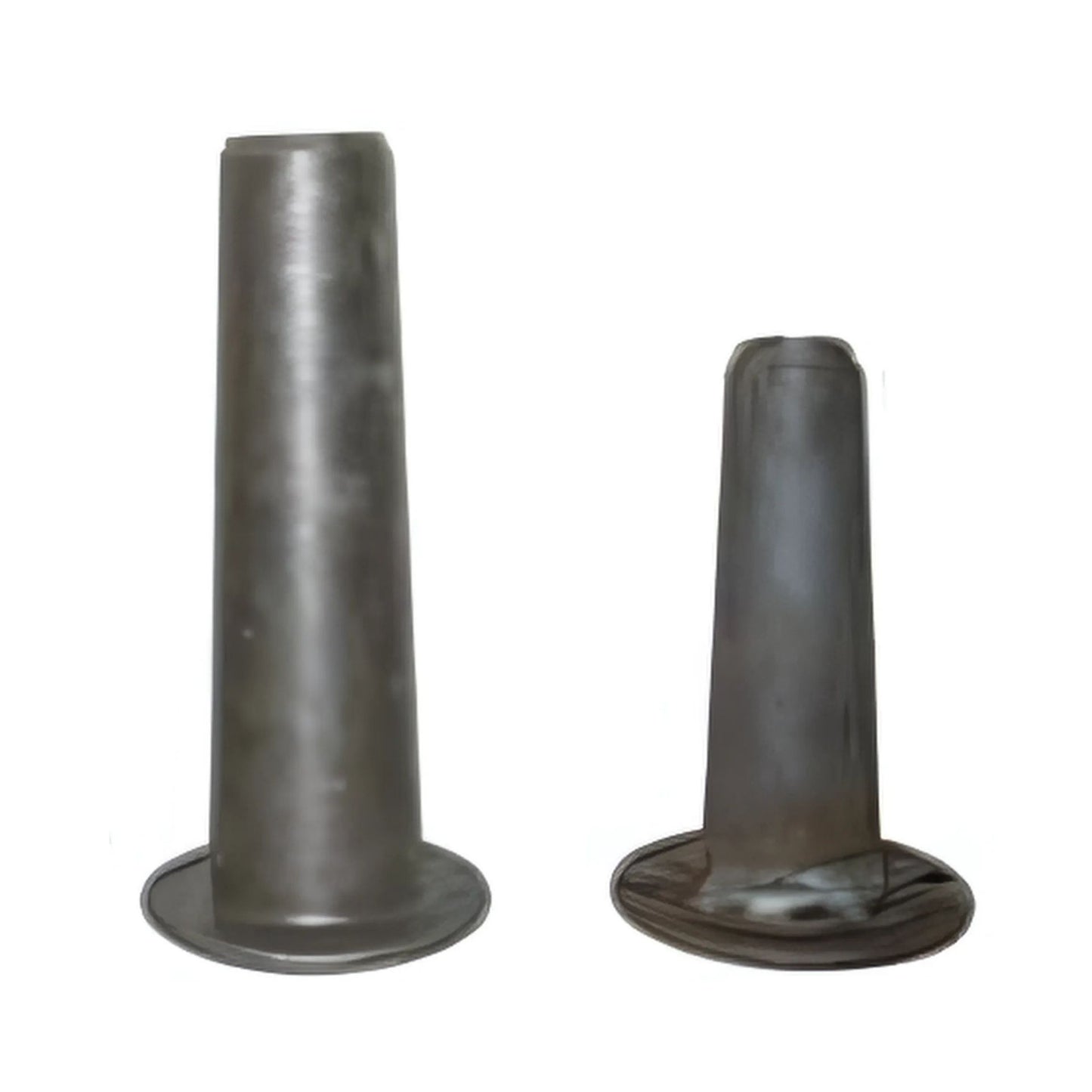 Two metal cylindrical objects on a white background