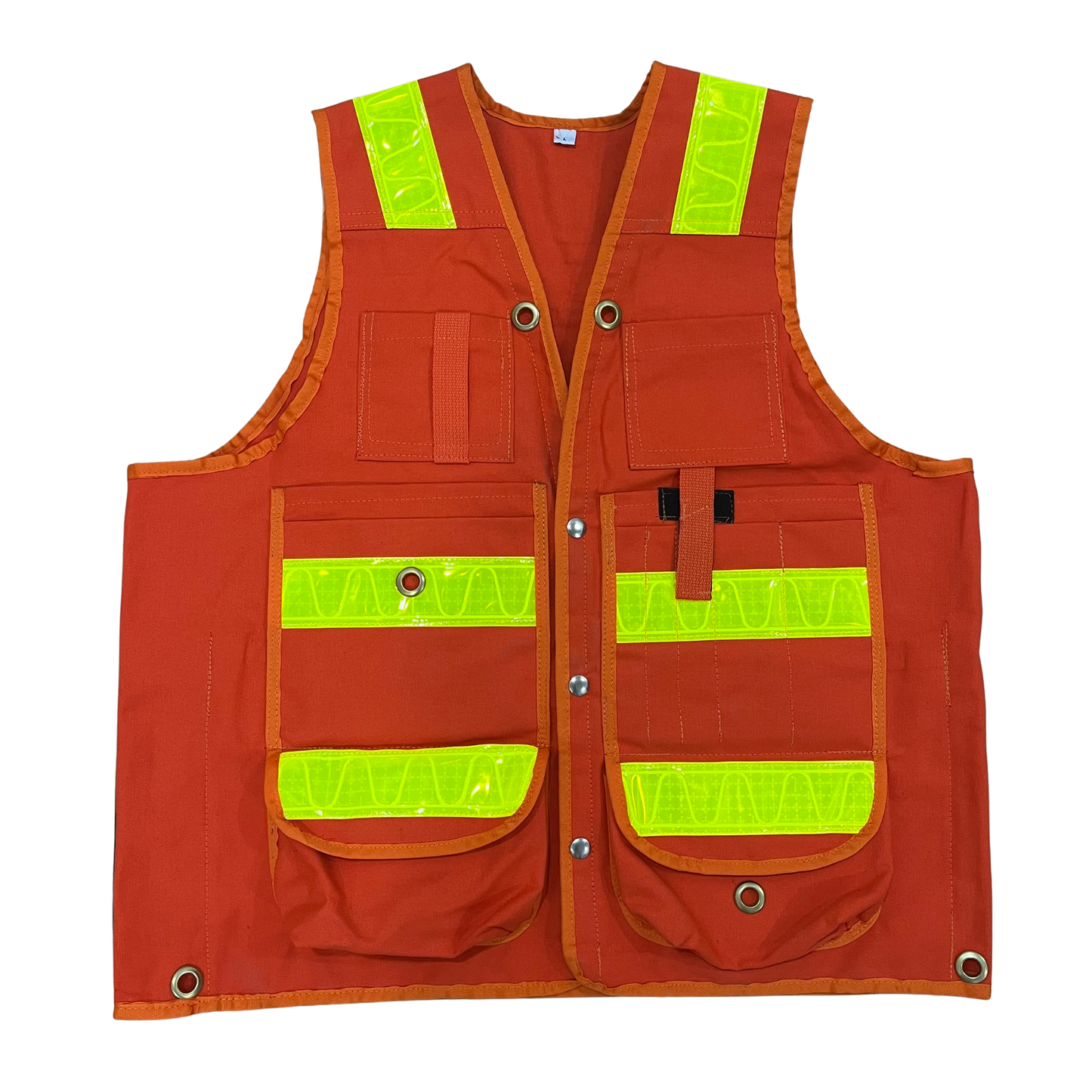 Deluxe 14 Pocket Cruiser Vest - Orange Cotton with Reflective Striping - Unisex
