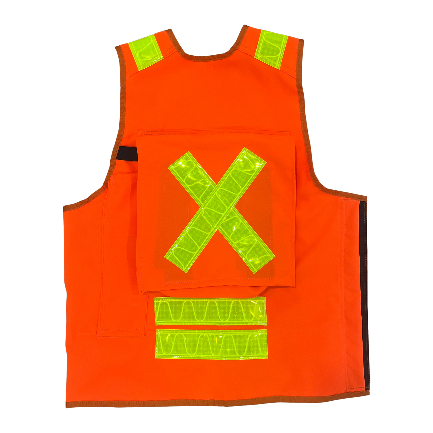 Deluxe 14 Pocket Cruiser Vest - Fluorescent Orange Polyester with Reflective Striping - Unisex