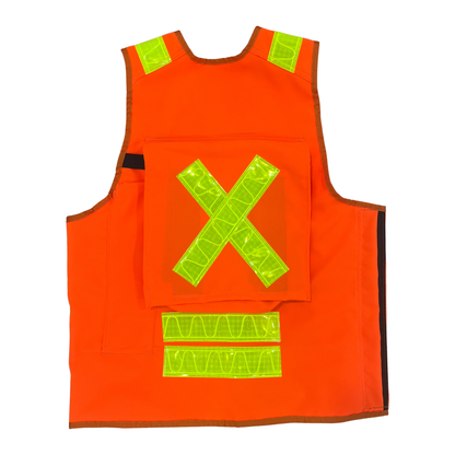 Deluxe 14 Pocket Cruiser Vest - Fluorescent Orange Polyester with Reflective Striping - Unisex